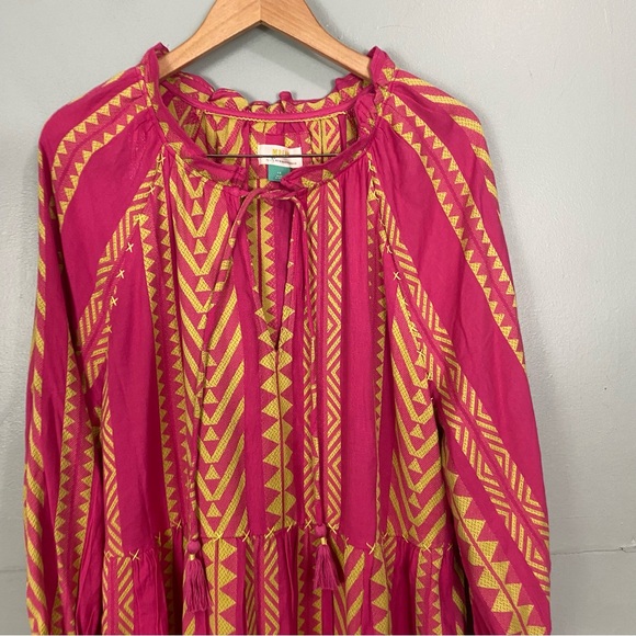 Anthropologie Maeve Dominique Embroidered Tunic Dress Pink Size 1X Plus - Picture 3 of 8